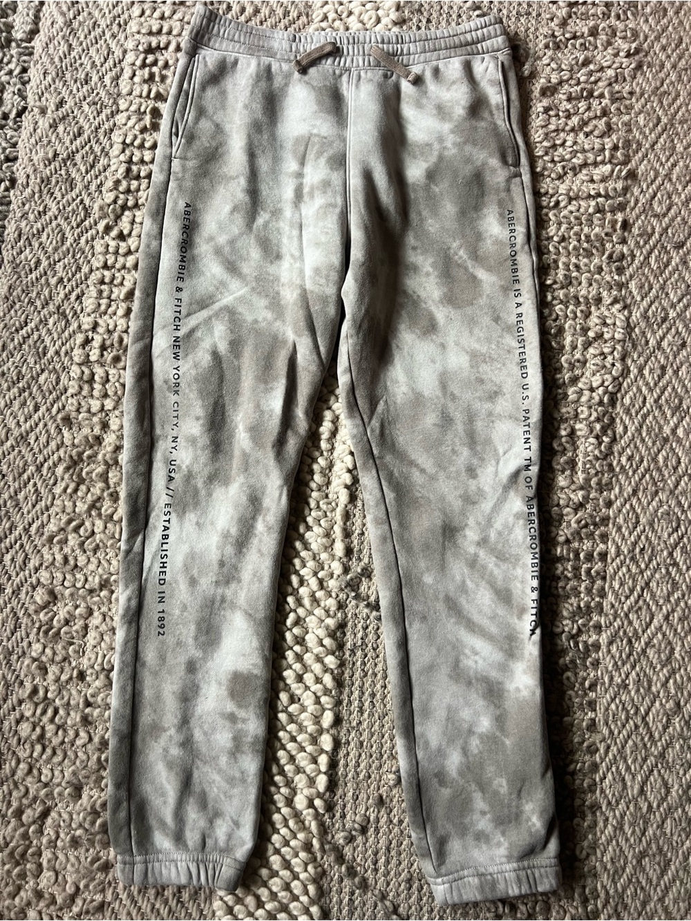 Abercrombie & Fitch Gray Tie-Dye Joggers with Side Logo Text